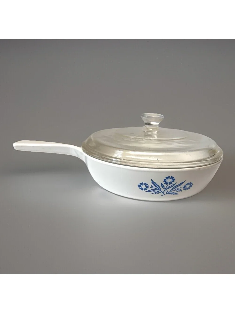 Vtg Corning Ware Blue Cornflower Skillet P-83-B and Pot P-82-B w/ Lids Exc Cond
